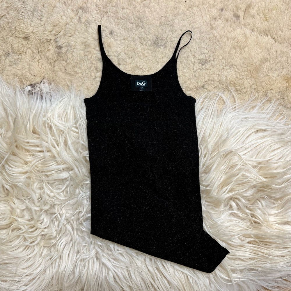 D&G Dolce and Gabbana Black Sparkle Cami Top
